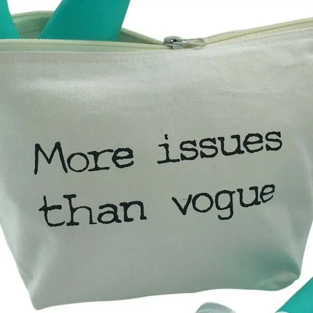 Funny Cosmetic Bag Set More Issues Than Vogue w Travel Bottles NEW